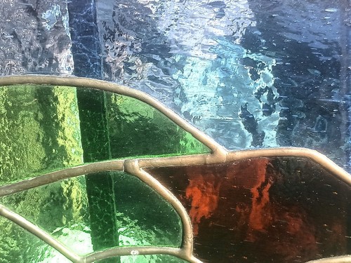 Stained Glass Leaded Sun Catcher Oak Frame Leaves Flowers 31" 5/8"x 20" 5/8" - Picture 12 of 23