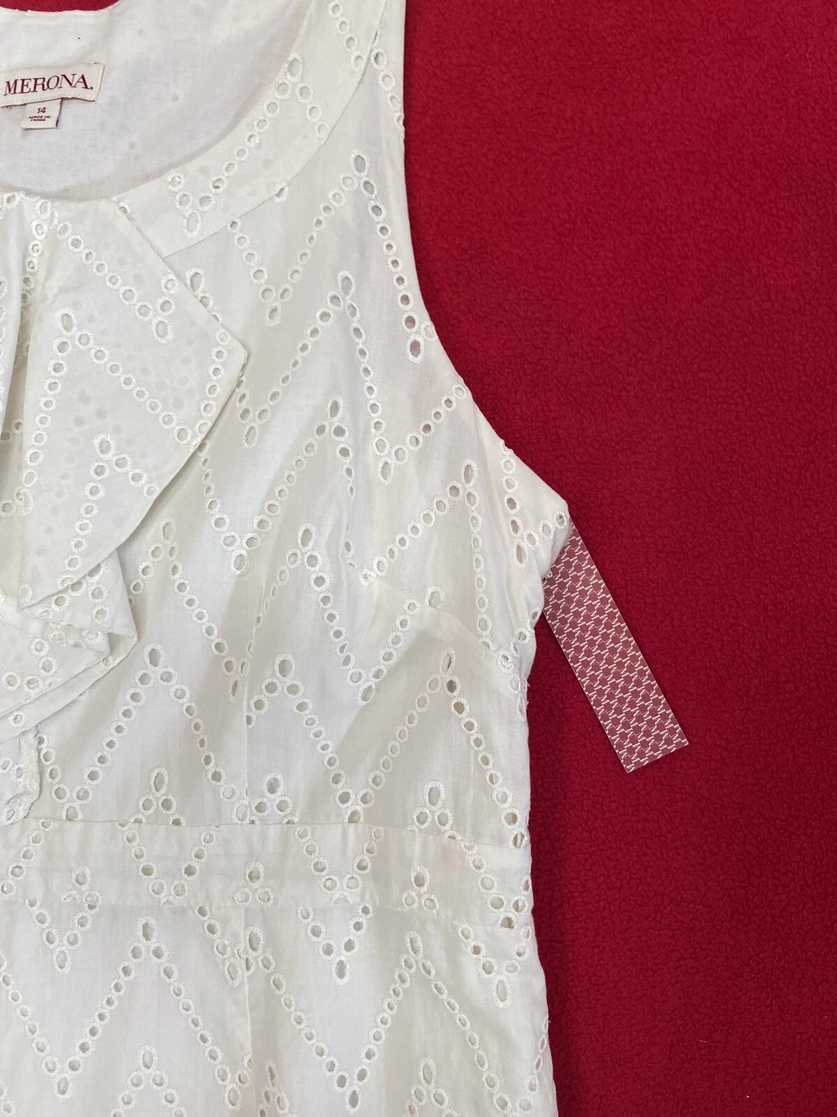 OFF WHITE Abito donna OFF WHITE EYELET Merona avorio cotone occhiellato cambio taglia 14