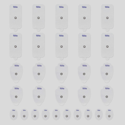 Premium TENS Electrodes Pads, 30 Pack Assortment with Small, Large and XL sizes