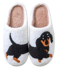 Dachshund Dog Women’s Memory Foam Cotton Blend Slippers Sizes 7-10 NEW IN PKG