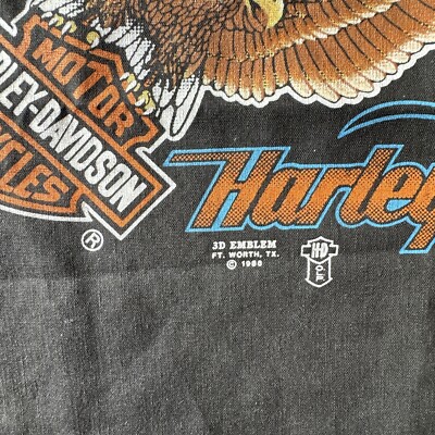 Vintage 1988 Harley Davidson Bandana 3D Emblem Licensed Eagle