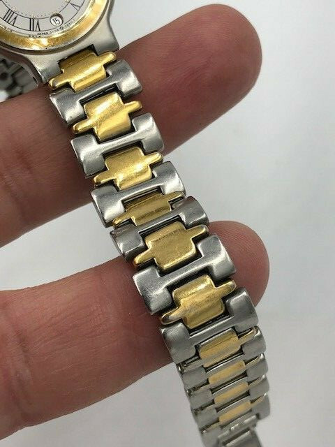 Seiko watch 3Y09-0A49 Model SYJ004 Quartz 2 Tone Day Working