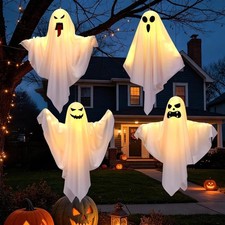 Halloween Party Decorations 19.7" LED Hanging Ghosts,Outdoor Cute Flying Ghosts