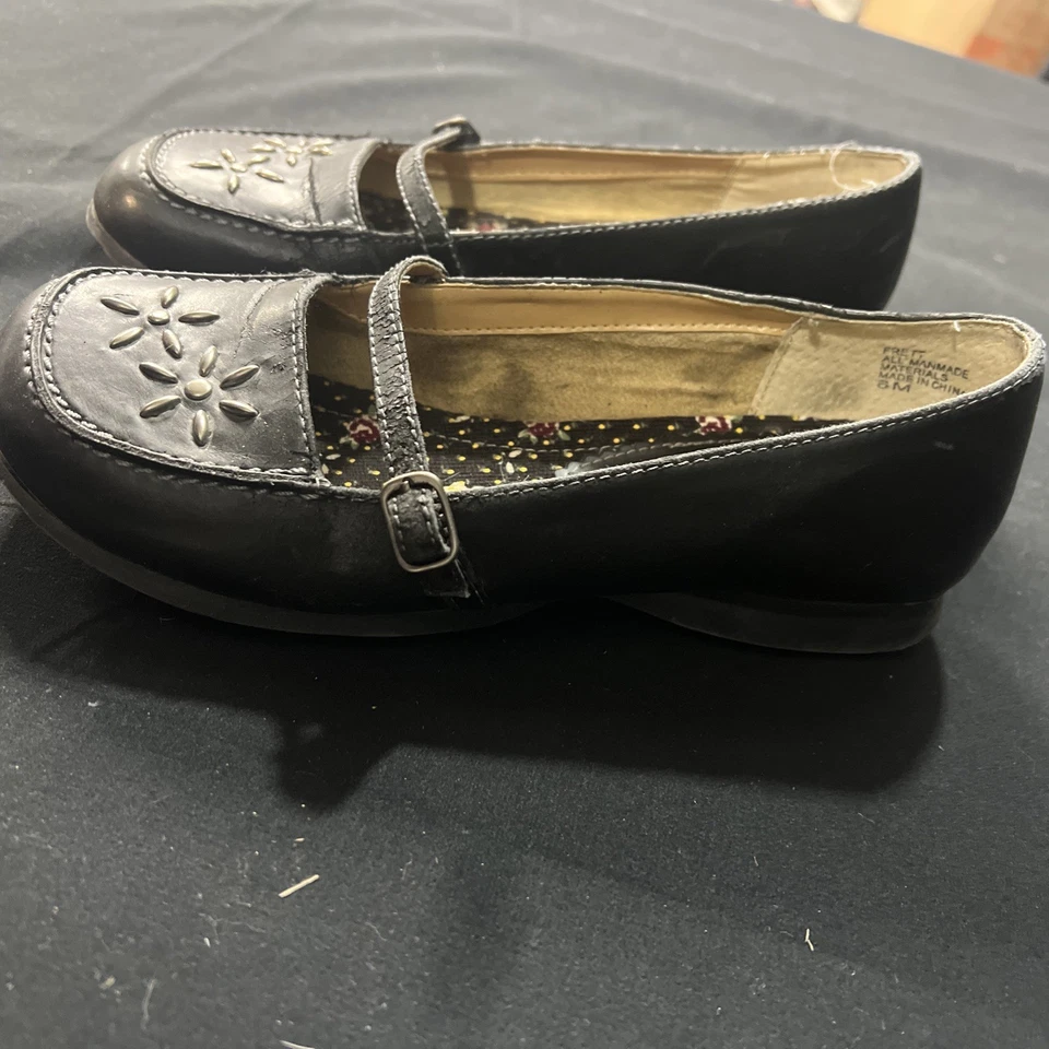Zapatos Mary Jane años 90 negros MUDD florales con cuentas con correa en el empeine 6M Foto 3 de 4