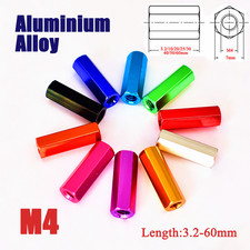 M4 Aluminum Alloy Hexagon Long Nuts Hex Threaded Standoffs Length:3.2mm-60mm
