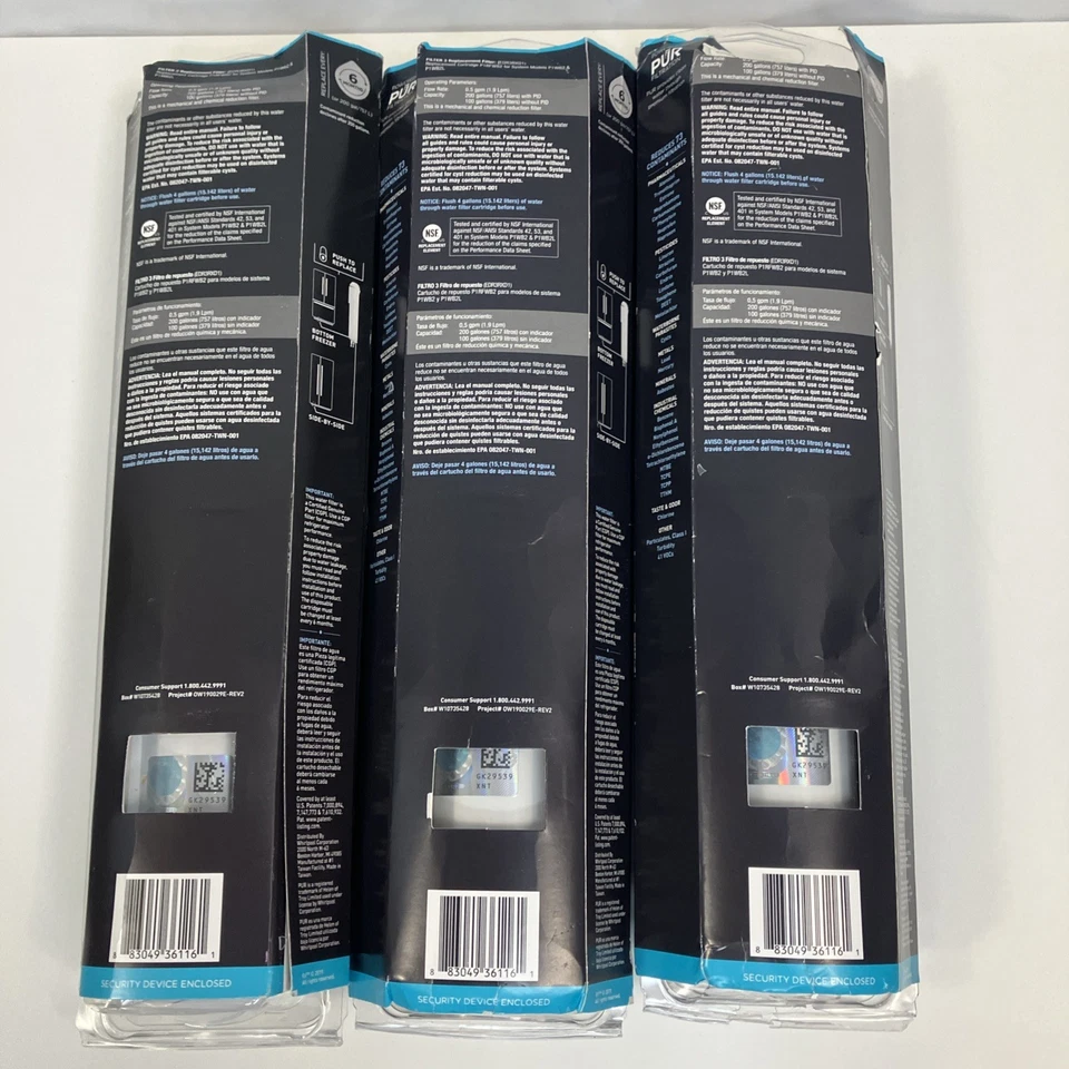 Filtro refrigerador de hielo y agua EveryDrop Pur 3 nuevo/sellado ΕDR3RXD1 lote de 3 Foto 3 de 4