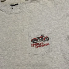Vtg Harley Davidson Shirt Mens Medium Gray 90s Motorcycles USA Biker Pocket Tee