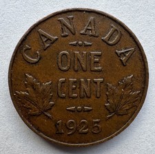 CANADA 1925 GEORGE V SMALL CENT BRONZE KM# 28 1925 CANADA 1C NICE QUALITY