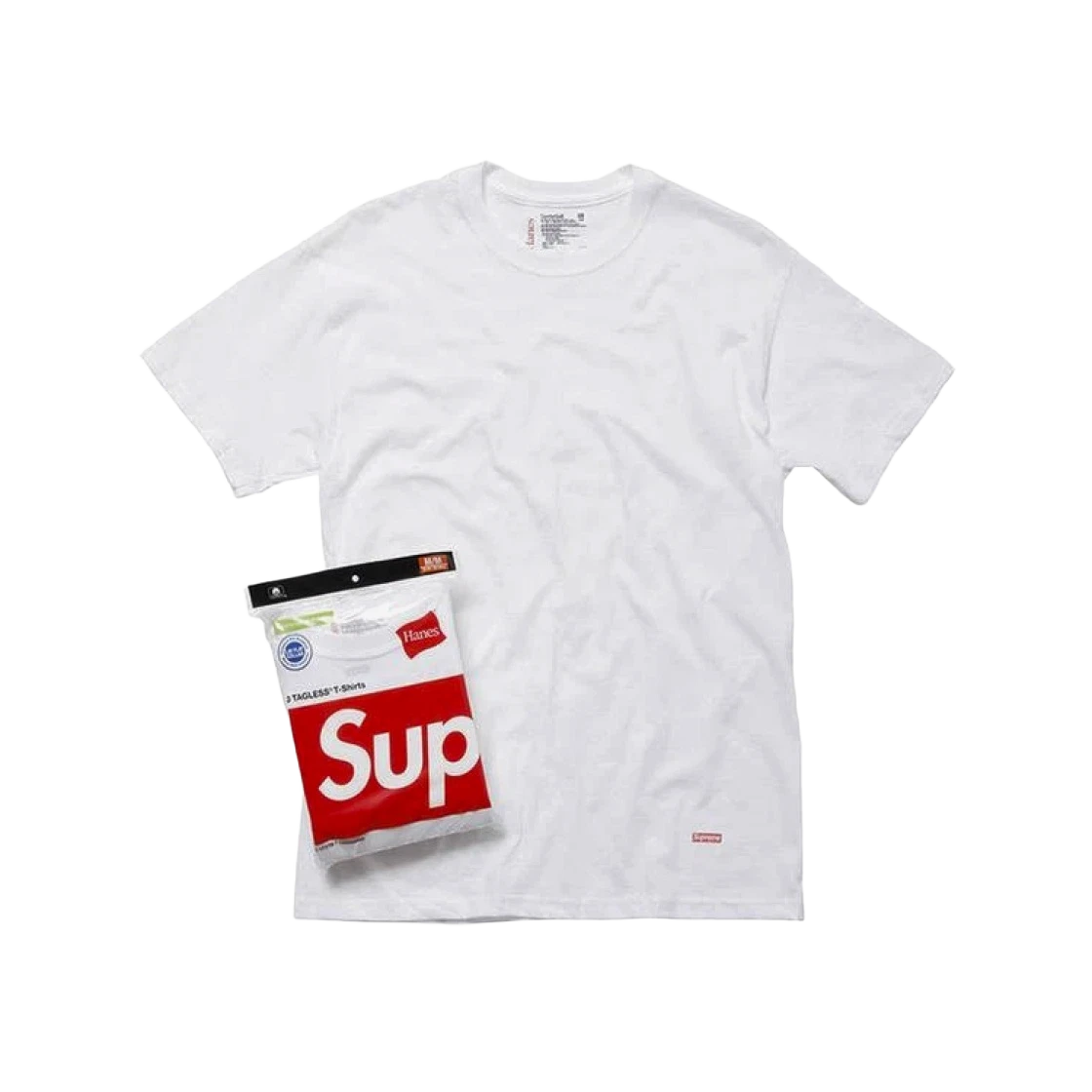 T shirt blanc sans étiquette Supreme Hanes (lot de 3)