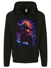 Skull Biker Motorcycle Motorbike Grim Reaper 16 Mens Zip Up Hoodie