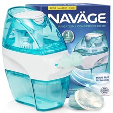 Nav ge Powered Nasal Irrigation System Sinus Rinse Kit 30 SaltPods Blue