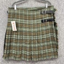 NEW Tartanista Scottish Old Weathered Pleated Kilt Mens 36 Buckles Green Brown