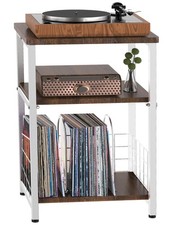 Tuohours Record Player Stand, 3 Tier Side End Table with Vinyl Record Storage...