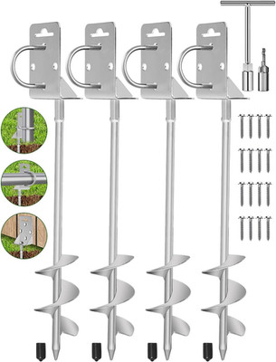 Ground Anchors Screw In,20'' Set of 4 Mobile Home Anchors,Storage Shed Anchor Kit