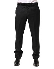 Dolce & Gabbana Black Wool Mid Waist Dress Men Trouser Men's Pants Authentic