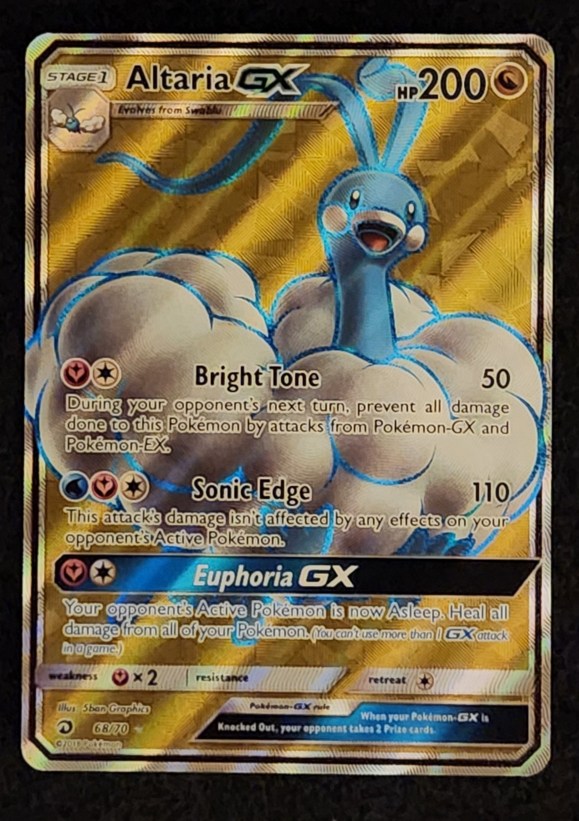 2018 Pokémon Dragon Majesty Altaria GX #68/70 EX-NM