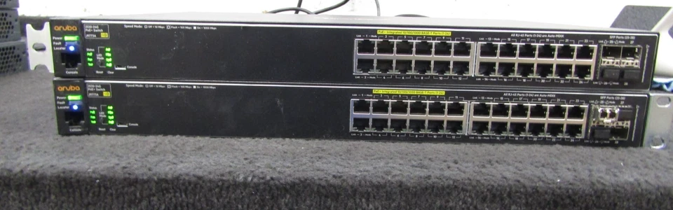 LOTE DE 2 CONMUTADORES HPE ARUBA 2530-24G J9773A PoE+ 24 puertos Gigabit Ethernet Foto 3 de 4