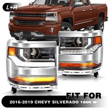 For 2016-2018 Chevy Silverado 1500 Chrome Headlights Hidxenon Headlamp Lhrh