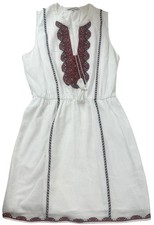 Madewell Dress Size 4 White Embroidered Tassel Soft Boho Folk Cotten Ethnic