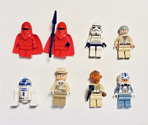 LEGO Star Wars - 8 minifigures inc Mon Calamari (7754), Captain Jag (8088), R2D2