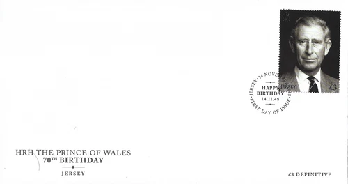 2018 Jersey 70th Birthday of the Prince of Wales Definitive First Day Cover
