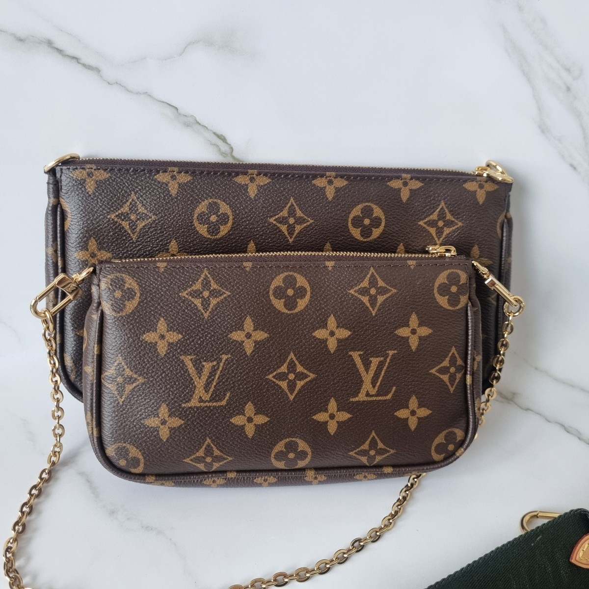 Authentic Louis Vuitton Multi Pochette Accessories Khaki Strap +
