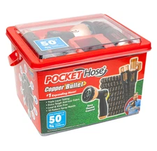 Pocket Hose Copper Bullet Expandable Garden Hose 50 FT with Thumb Spray Nozzle