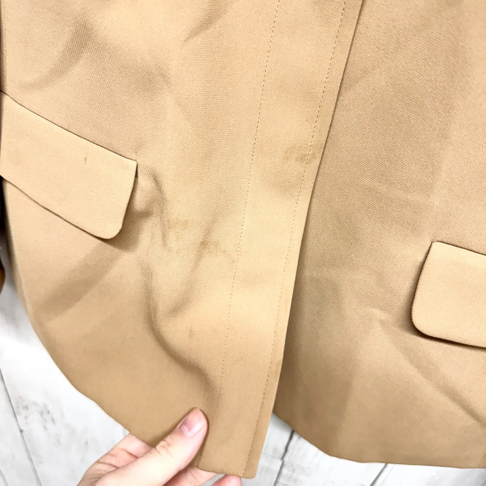 Josephine Chaus Jacket Women Size 10 Tan Mock Neck Button Collar Pocket Casual - Image 4 of 4