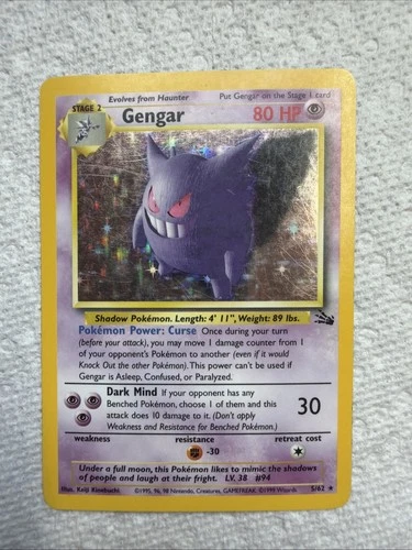 Pokémon TCG Fossil Gengar Holo Rare