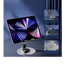 360 Rotating Adjustable Angle Desktop Tablet Stand, Metal/Aluminum, Black
