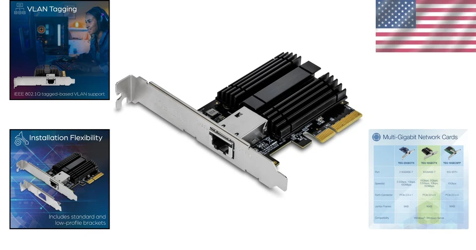 High-Speed 10GbE PCIe Network Adapter with VLAN Tagging - Windows Support - Image 2 of 4