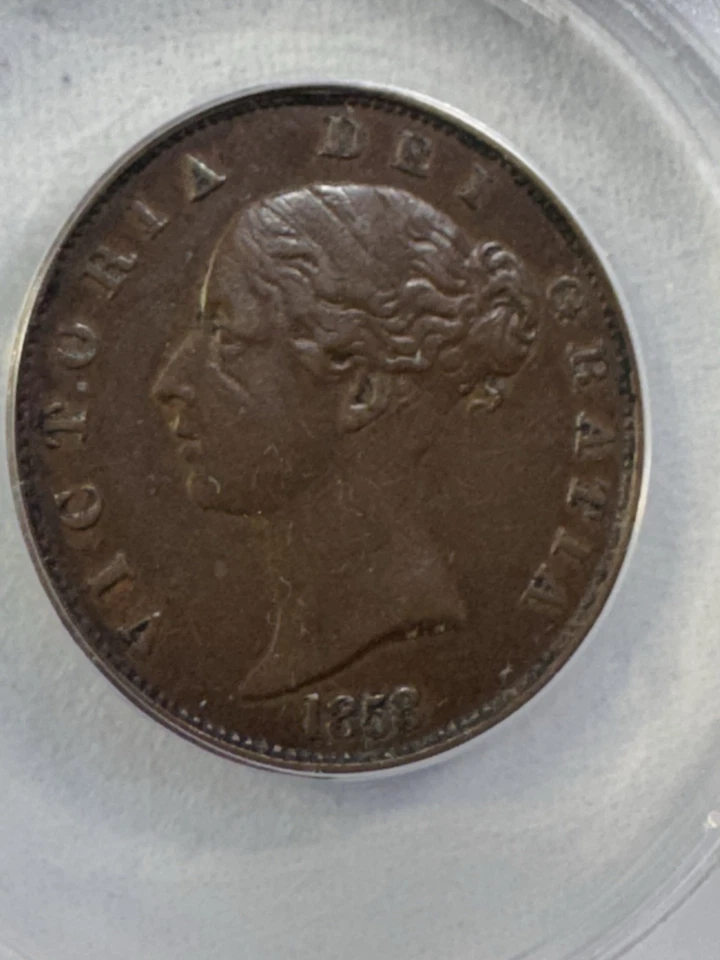 1858 Great Britain Half Penny Graded AU 50 by ANACS - Image 2 of 4
