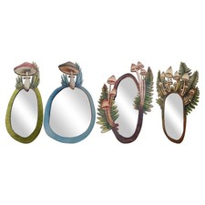 Wooden Mushroom Forest Mirror Vintage Carved Hanging Mirrors for Bedroom Living