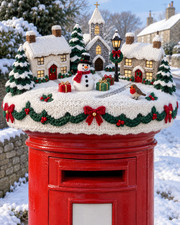 Christmas village/scene post box topper  DK Knitting Pattern Only Printed
