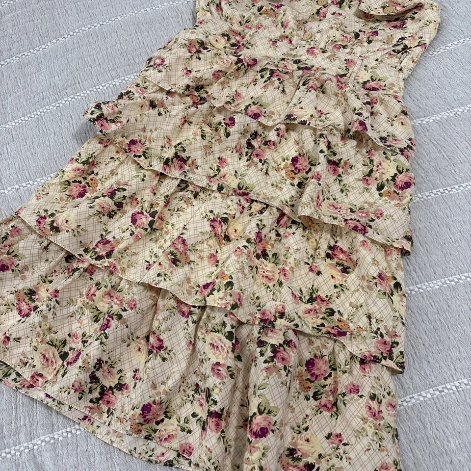Vtg Y2K Body Central Floral Ruffled Mini Dress Sleeveless Small (READ))  - Image 4 of 4