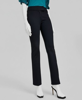 CeCe Women's Black Mid-Rise Slim Boot Cut Clasp-Front Pants Size 8