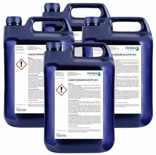 CHEMIPHASE LIQUID SODIUM SILICATE 40% WATER GLASS, LIQUID GLASS 4 x 5 Litres (20 Litres)
