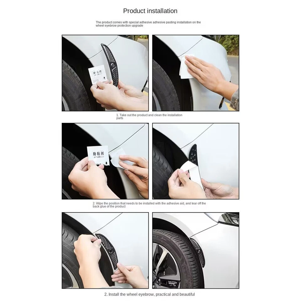 Acessório externo de faixa de borda anticolisão arco sobrancelha roda de carro fibra de carbono - Imagem 4 de 4