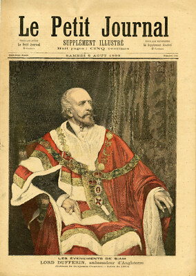 ''LE PETIT JOURNAL N°141 5/8/1893'' EREIGNISSE VON SIAM: LORD DUFFERIN /PAÏ-PI-BRI