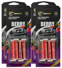 TrexNYC Car Air Fresheners Vent Sticks, Berry Scent, 4 Packs