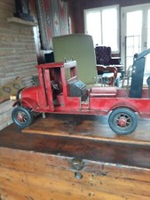 Antique Large 1920's Rare Handmade Wood  Metal Firetruck 
