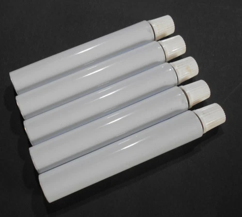 Pack of 5 Aluminium Empty Tubes Painted White, Volume 8ml, Dimensions: 13.5 x 75mm