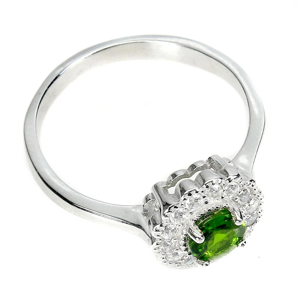 925 Sterling Silver Round Chrome Diopside 5mm Simulated Cz  Ring 7.5 - Image 3 of 4