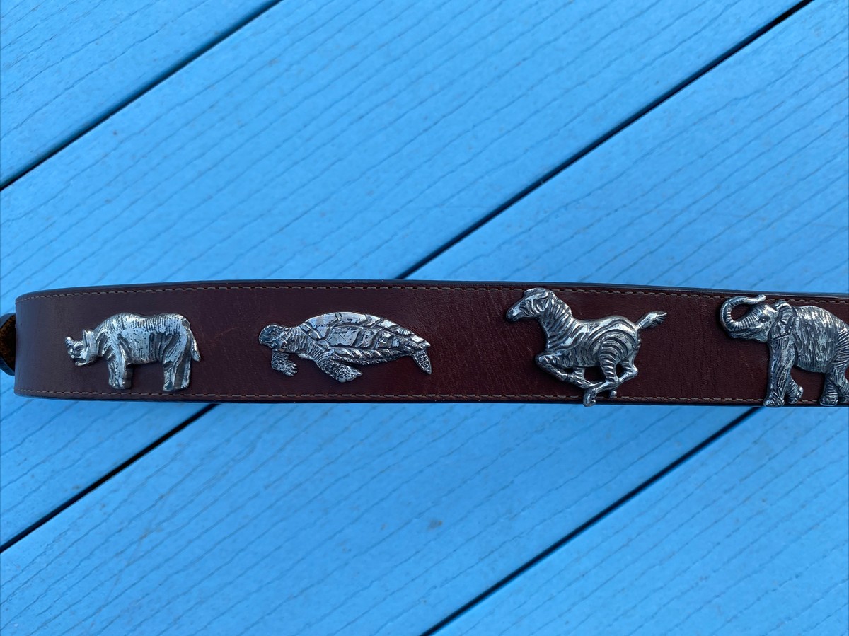 Honest size 28 animals Black Leather Belt with Silver Accents adjustable XS-S Brighton Leather Animals Belts for Women for sale | eBay main image 4