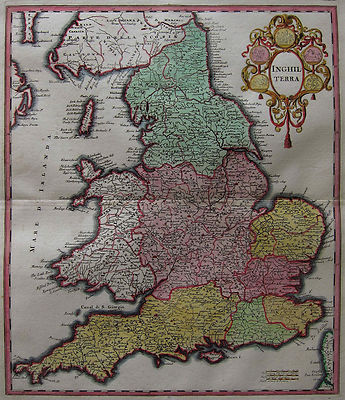 Inghilterra - England u. Wales - Giambattista Albrizzi 1740 - Rare map