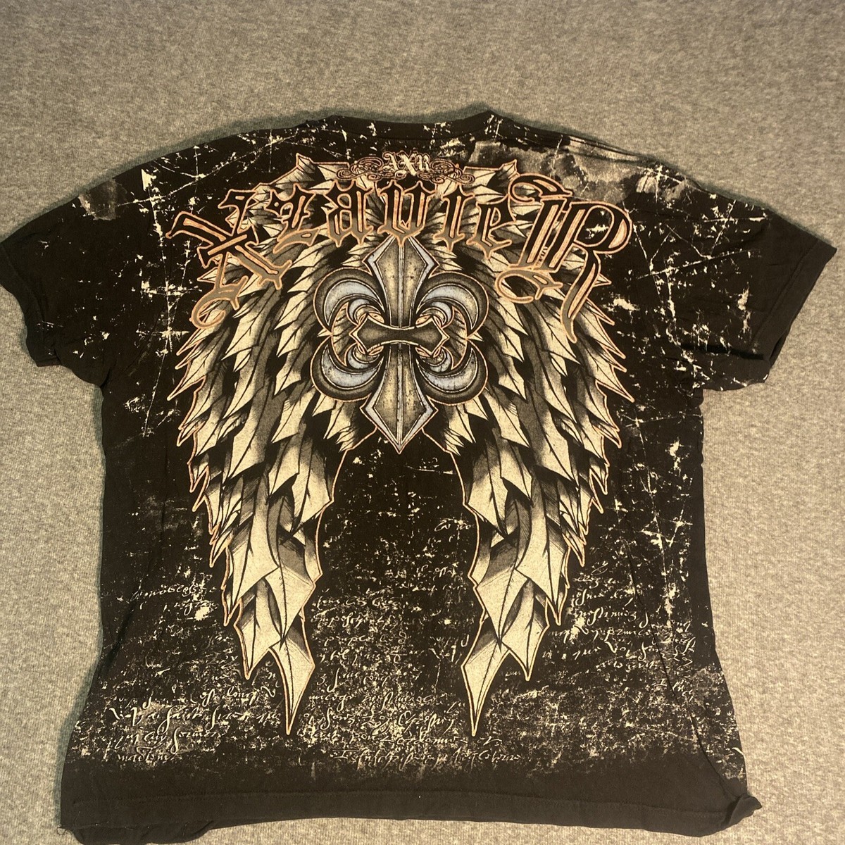 AXR Xzavier Black T-shirt Y2K Grunge All Over Print size XL made