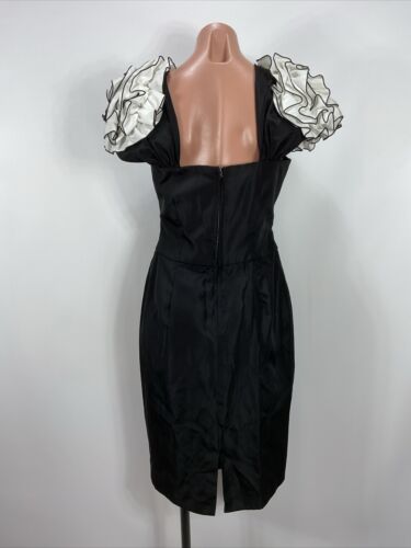 Abito da ballo vintage anni 80 Darcy nero bianco sbuffo rosa manica festa cocktail mini 11/12 - Foto 2 di 9