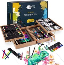 Artina Professional Art Set Bologna 127pcs Wooden Paint Box Drawing Kit Paintin