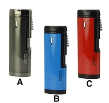 Zico ZD69 Refillable Butane Adjustable Quad 4 Jet Torch Flame Lighter