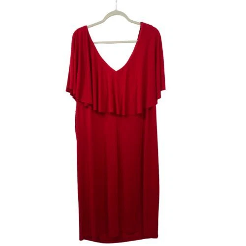 VETEMENTS Abito tubino donna rosso con volant scollo a V nuovo senza etichette Connected Apparel 24W